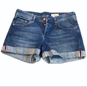 H&M Button Fly Cuffed Jean Shorts Size 4 Blue